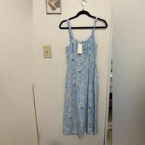 Floral Blue Midi Dress